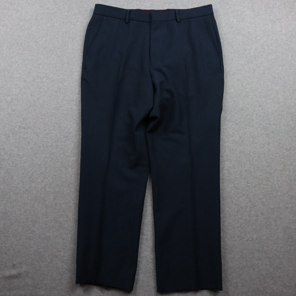Egara Pants Mens 34x28 Stretch Flex‎ Dress Suit Business Formal Flat Front Blue